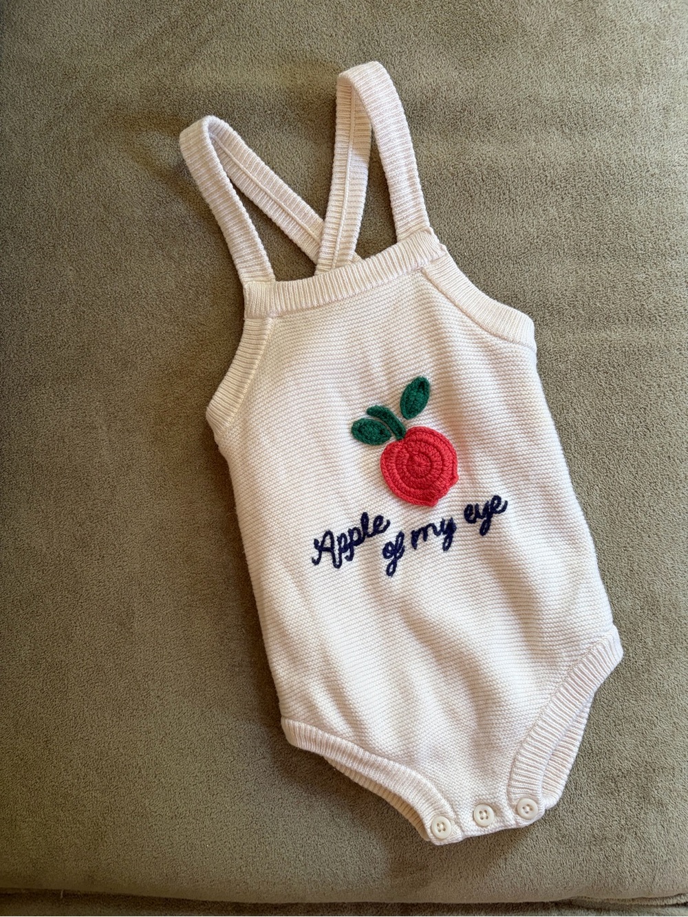 Ivory Hanna Andersson Apple Of My Eye Embroidered Knit Romper